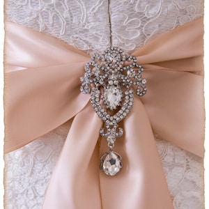 Wedding Brooch, Bridal Sash Brooch Pin, Brooch For Wedding Sash, Crystal Broach, Large Brooch, Silver Brooch Pin
