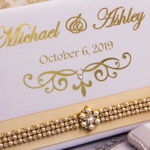 Gold Wedding Guest Book, Personalized Wedding Guestbook, Gold Guest Book, Guest Book Set, Wedding Decor