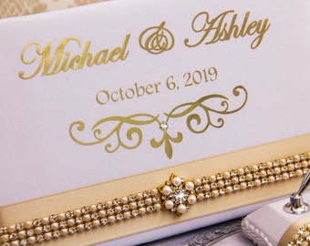 Gold Wedding Guest Book, Personalized Wedding Guestbook, Gold Guest Book, Guest Book Set, Wedding Decor