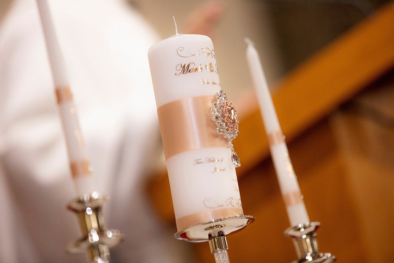 Rose Gold Wedding Unity Candle Set Rose Gold Unity Candle Etsy