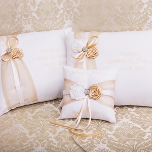 Wedding Kneeling Pillows Set, Monogrammed Ceremony Pillow, Personalized Kneeling Pillows, Prayer Pillows, Ring Pillow, Nuestra Boda