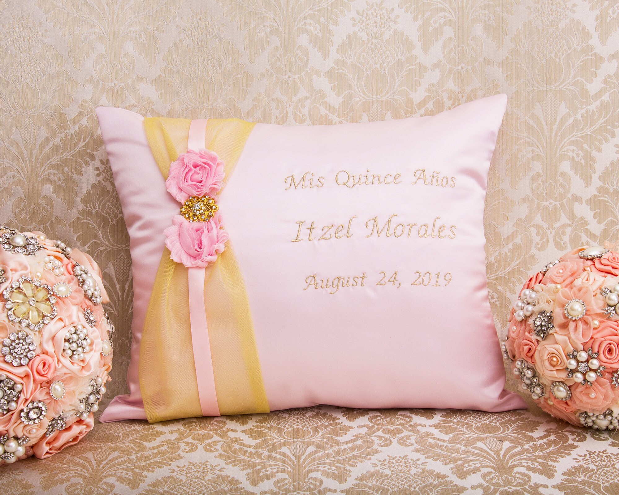 Pink Personalized Quinceanera Pillow Sweet 16 Mis 15 Anos Etsy
