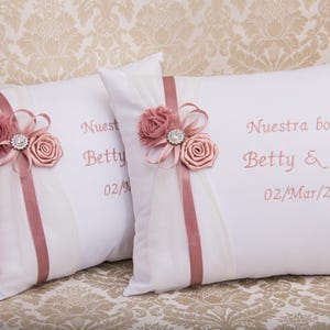 Set of 2 Wedding Kneeling Pillows, Wedding Ceremony Pillows, Dusty Rose Kneeling Pillows, Prayer Pillows, Nuestra Boda