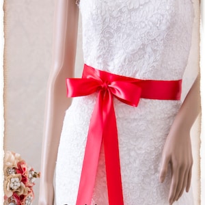 DARK CORAL Bridal Sash, Satin Ribbon Sash, Wedding Sash Belt, Satin Wedding Sash, Bridesmaids Sash, Bridal Belt