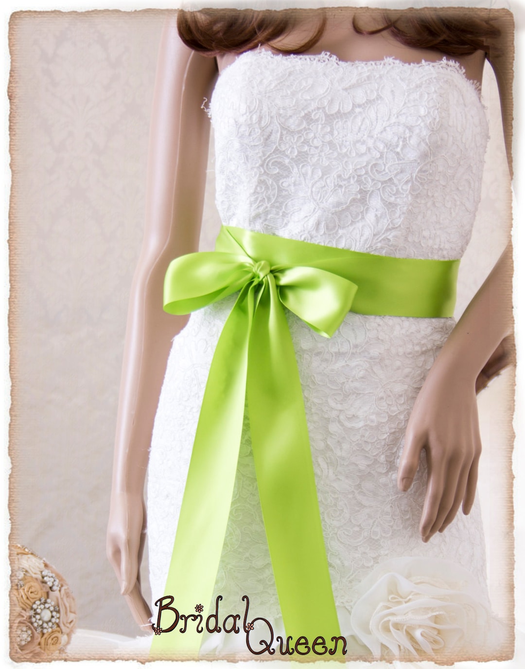 APPLE GREEN Bridal Sash, Satin Ribbon Sash, Wedding Sash, Satin