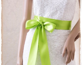 APPLE GREEN Bridal Sash, Satin Ribbon Sash, Wedding Sash, Satin Bridal Sash, Bridal Belt Apple Green  color