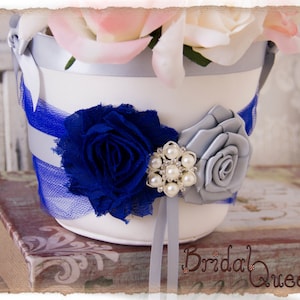 Royal Blue and Silver Flower Girl Basket, Blue Flower Girl Basket, Petal Basket, Wedding Decor, Wedding Accessories, Custom Color Wedding