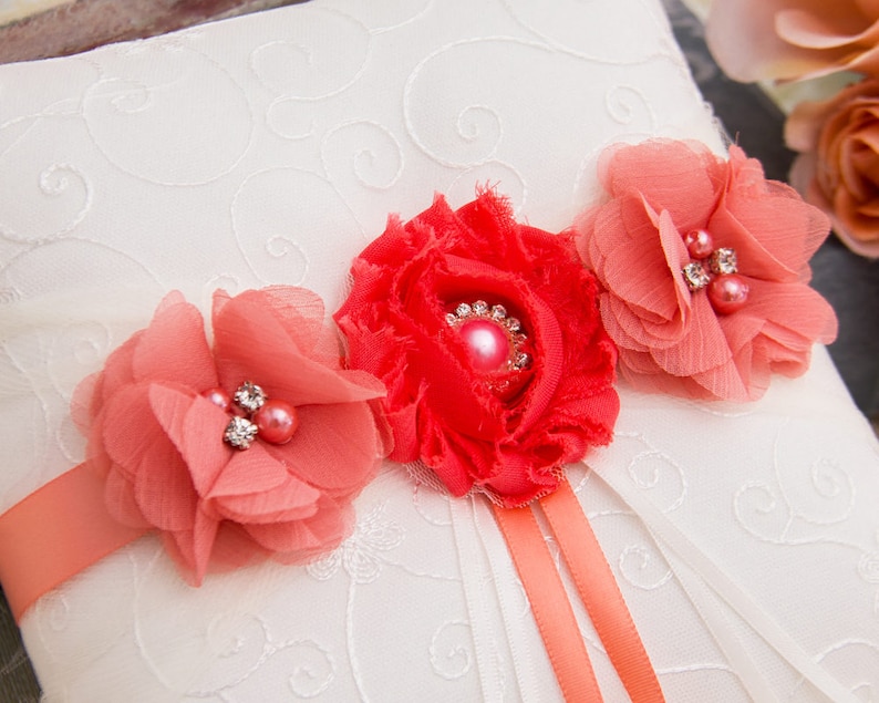 Coral Flower Girl Basket and Pillow Coral Wedding Ring Pillow and Flower Girl Petal Basket Ring Bearer Pillow