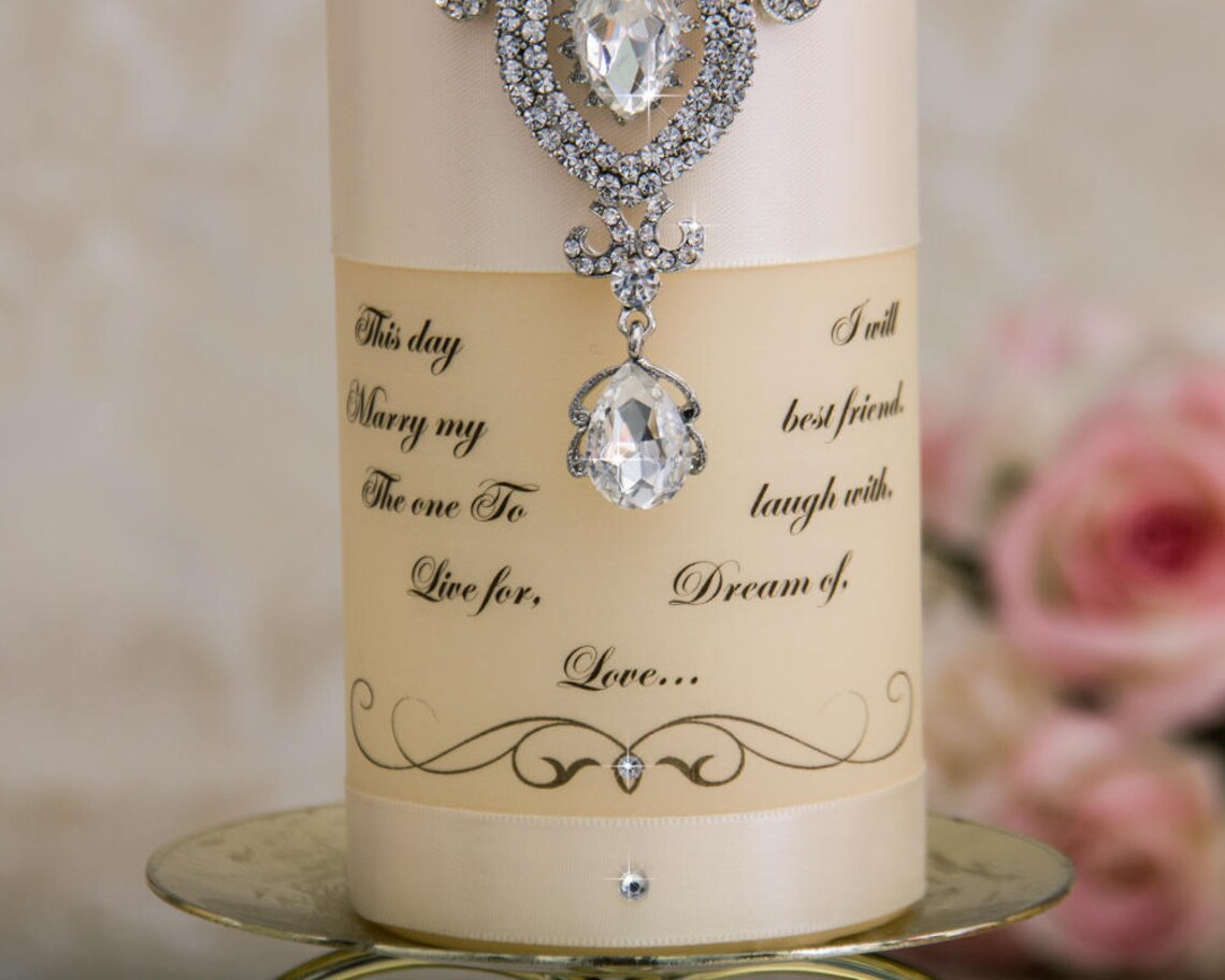 Personalized Unity Candle Set Ivory Wedding Unity Candle Set Etsy