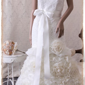 3&quot; OFF WHITE Bridal Sash 3 yards, Wedding Sash, Bridal Belt, Off White Bridal Sash, Satin Ribbon Sash