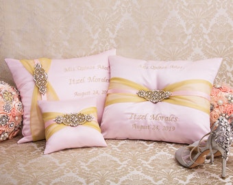 Pink and Gold Quinceanera Pillow, Quince Shoe Pillow, Kneeling Pillow, Prayer Pillow, My Sweet 16, Mis 15 Anos