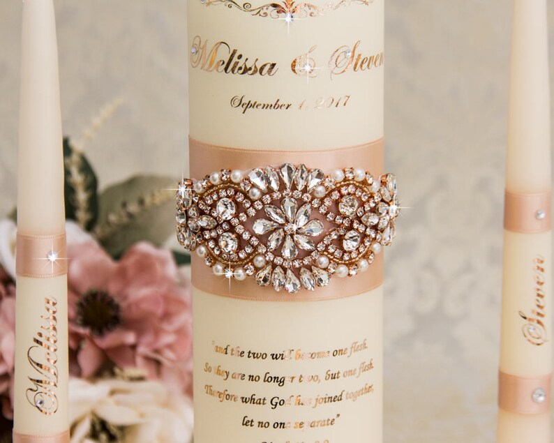 Rose Gold Unity Candle Set Rose Gold Wedding Unity Candles Etsy