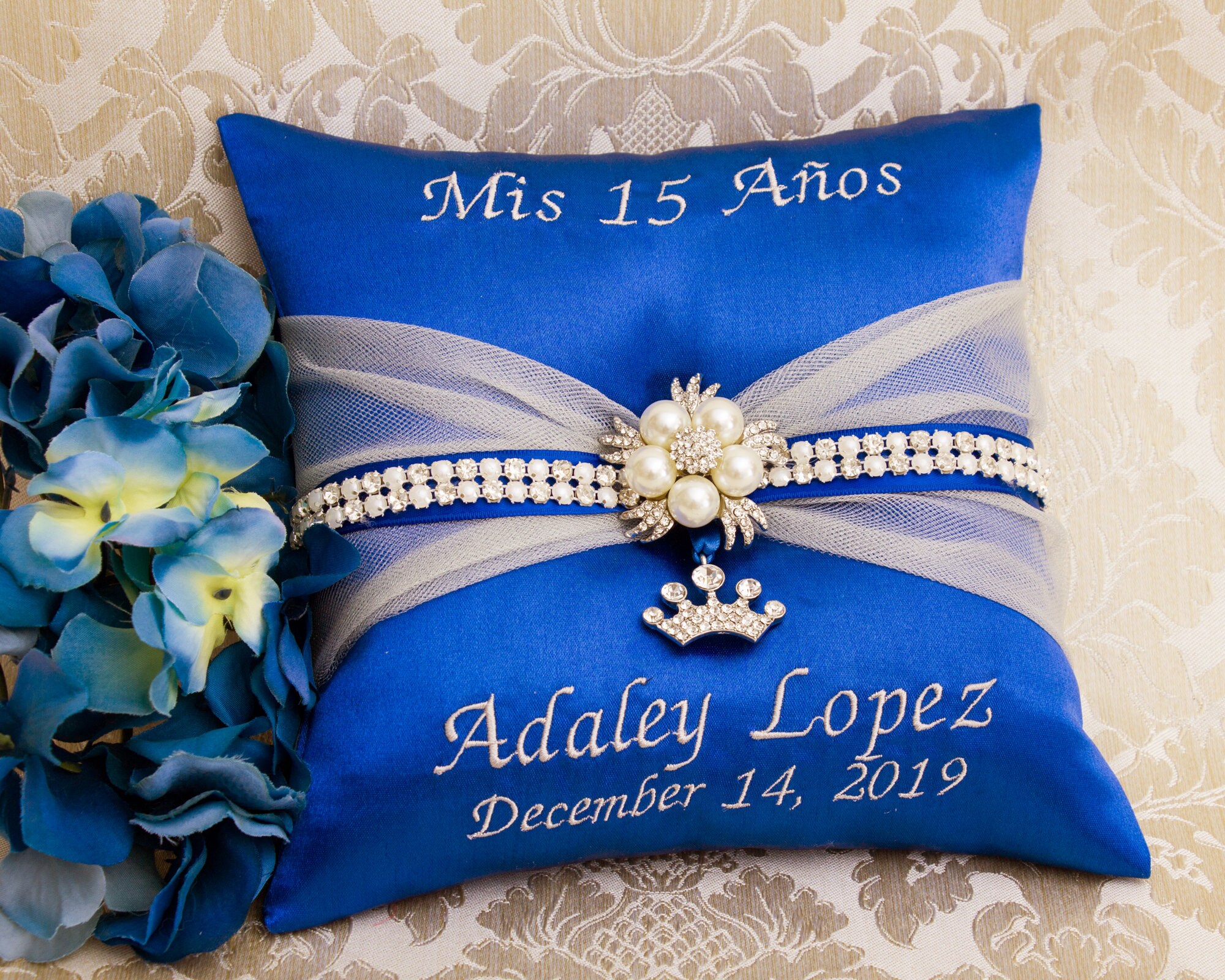 Personalized Tiara Pillow Embroidered Quinceanera Pillow Etsy
