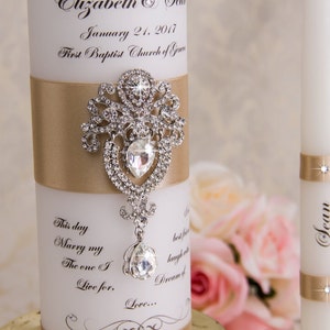 Wedding Unity Candle Set, Unity Candles Set, Personalized Unity Candles, Champagne Wedding Candles Set, Custom Wedding Candles