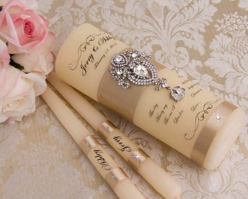 Champagne Unity Candles Personalized Wedding Unity Candles Etsy