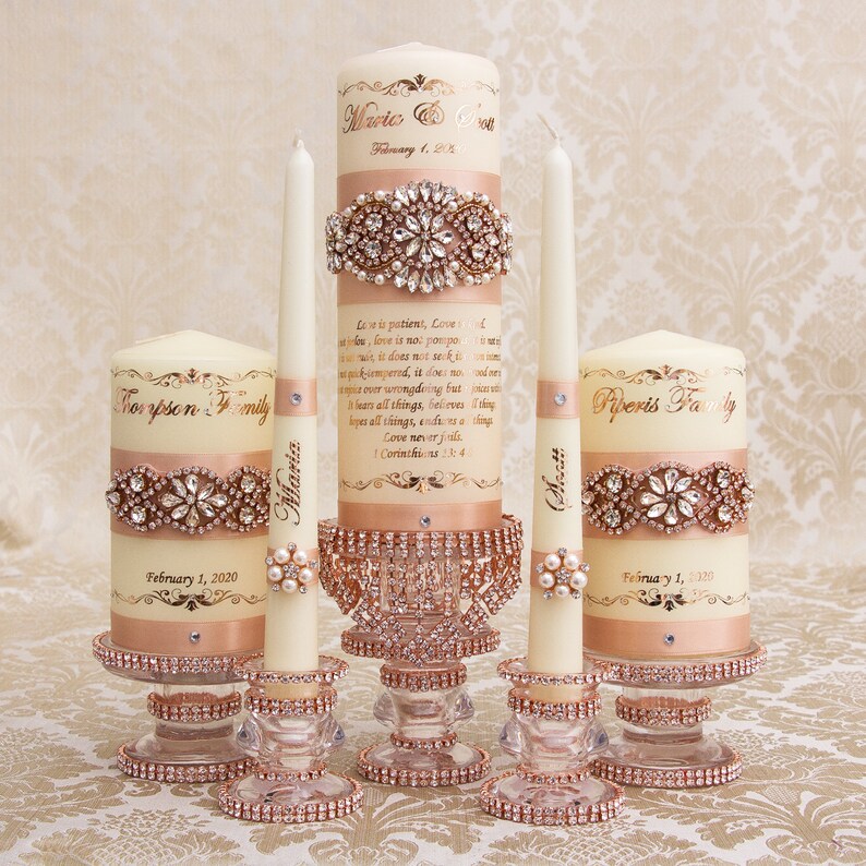 Great Gatsby Unity Candle Holder Set Rose Gold Wedding Unity Etsy