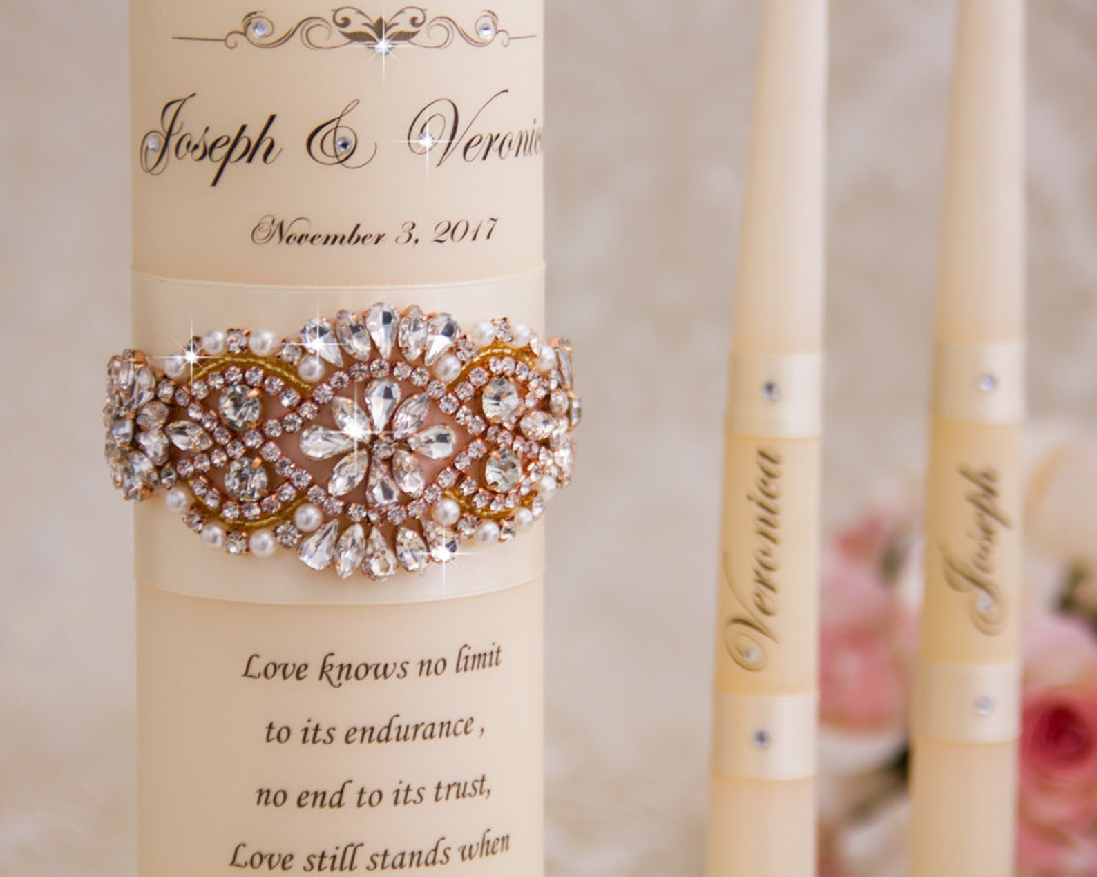 Rose Gold Unity Candle Set Rose Gold Wedding Unity Candles Etsy
