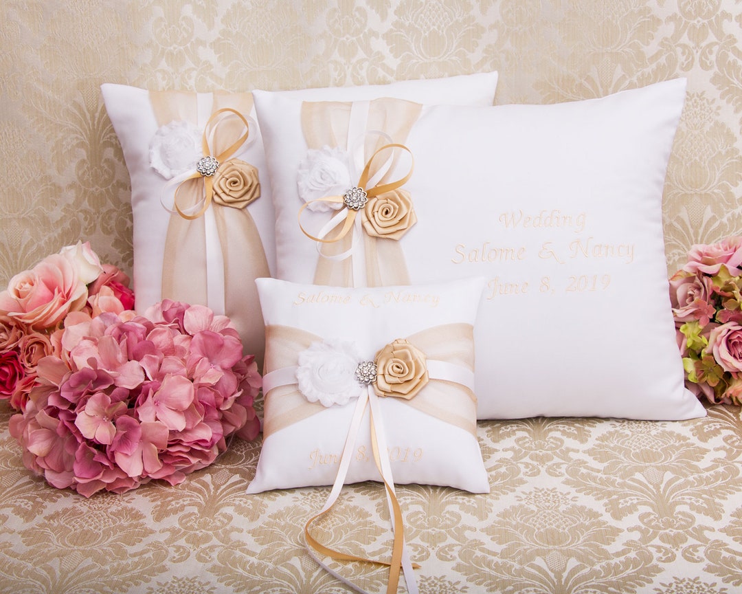 Wedding Kneeling Pillows Set, Monogrammed Ceremony Pillow, Personalized
