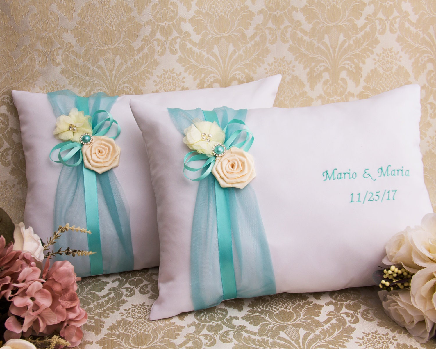 Wedding Kneeling Pillows Monogrammed Ceremony Etsy