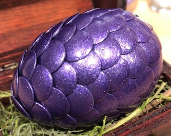 Dragon Egg with Box - Dragon Egg with Chest - Dragon Egg Decor - Purple Shimmer- Regal Style Box