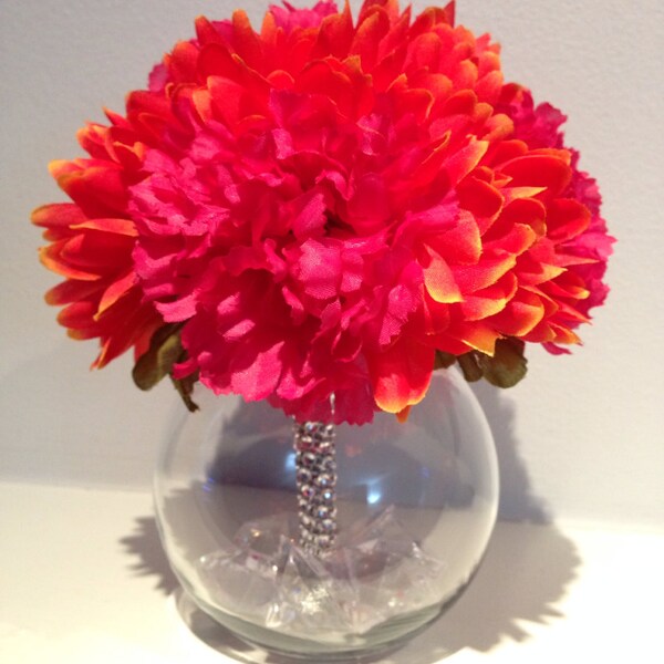 Wedding Centerpiece / Quinceanera Flowers / Birthday Arrangement / Graduation Centerpiece / Floral Decor - Pink & Orange