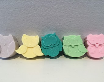 Owl Soaps / Owl Soap / Mini Guest Soap / Set of 5/ 0.5 oz Soaps / Goat Milk Soap / Baby Shower Favor / Party Favor / half ounce soap