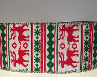Ugly Sweater - Christmas Ribbon - Holiday Ribbon -  2.5in Extra-Wide Ribbon- Wire-Edge - 1 Yard