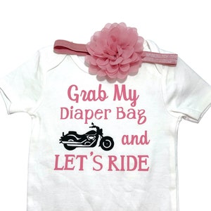 Baby girl biker outfit, Baby girl motorcycle ,  Baby girl personalized outfit, Baby biker bodysuit, Baby girl motorcycle outfit