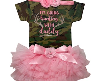 Baby Girl Camo Outfit, Baby Girl Hunting Outfit, Baby Camouflage Outfit, Baby Deer Hunting Clothes, Baby Camo Clothing, Baby Camo Clothes