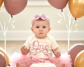 Baby girl first birthday outfit, Girl One Birthday, Baby girl bow first birthday