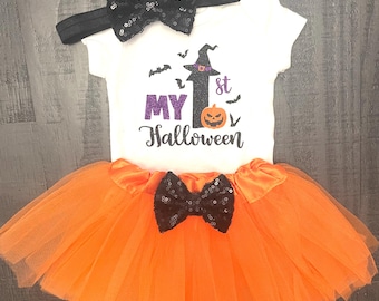 Baby Girl Halloween Outfit, Girl First Halloween Tutu Set, Girl First Halloween Outfit, Girl 1st Halloween Outfit