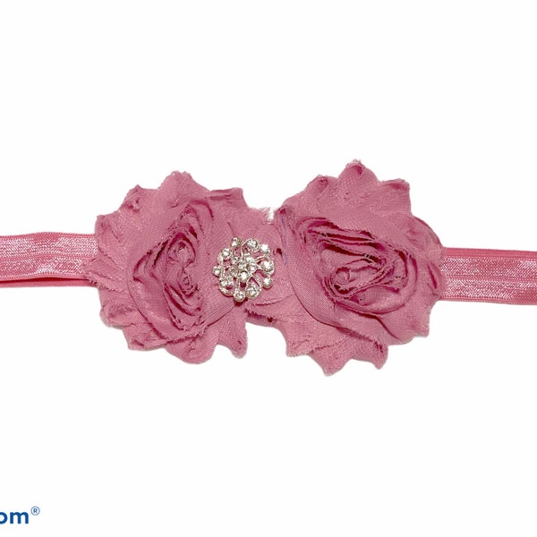 Baby Girl Dusty Rose Headband, Girl Dusty Rose Headband, Baby Dusty Rose Flower Headband, Baby Dusty Rose Headband, Baby Mauve Headband