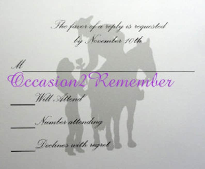 50 Western Silhouette Invitations for Weddings or any Occasion Customized for You