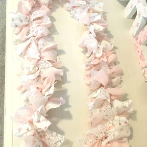Shabby Chic Lighted Garland Rachel Ashwell Pink Rose Parlor fabric / electric lighted garland/ Rag Garland