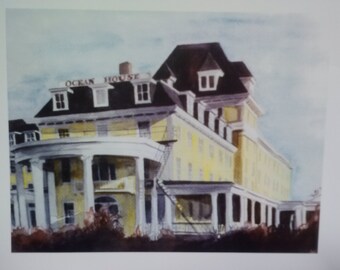 The Ocean House-Watch Hill-Rhode Island Watercolor-Portrait-Print