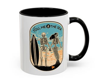 You and Me and the Sea - Mermaid Skeleton Halloween Accent Coffee Mug (11, 15oz)    Design-2-Sided Cup