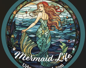 Stained Glass Mermaid Sticker      Urban Mermaid  - Ocean Life - Mermaid Love - Salt Life - Cut Sticker