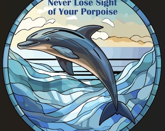 Stained Glass Dolphin Sticker      Urban Mermaid  - Ocean Life - Dolphin Love - Salt Life - Cut Sticker