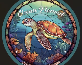Stained Glass Sea Turtle Sticker      Urban Mermaid  - Ocean Life - Sea Turtle Love - Salt Life - Kiss-Cut Sticker