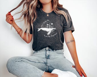 Don't Wake Me From My Daydream Whale T-Shirt Mystical Celestial Meditation Lovers Tee with Mushrooms-Planet-Stars and Moon