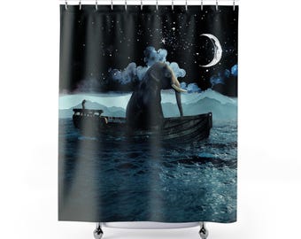Elephant in a Rowboat - Shower Curtain