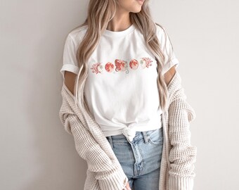 Coral and Sea Shell Moon Phases with Seahorse T-Shirt - Ocean Life - Beach Tee - Bella Canvas T-Shirt  - Crew Neck Tee