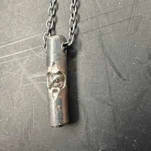 Men's Necklace: Oxidized Silver, Diamond Round Bar , Unique Brutalist Jewelry