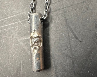 Men's Necklace: Oxidized Silver, Diamond Round Bar , Unique Brutalist Jewelry