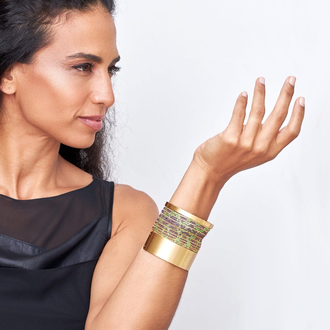 Colorful Fabric Gold Bracelet Wrap Bracelet Women's Etsy