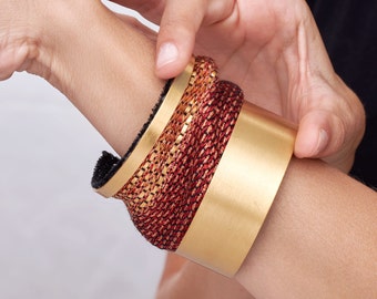 Thick Gold Cuff Bracelet, Wide Gold Bangle Bracelet, Large Bracelet, Gold Arm Cuff, Open Bangle Bracelet, Adjustable Bracelets For Women