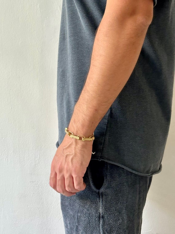 Vintage Artisan Gold Tone Chain Link Bracelet Signed | eBay