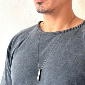 Bar Pendant Necklace, Textured Necklace For Men, Bar Pendant, Brutalist Necklace, Iron Jewelry, Unique Necklace For Men, Men Bar Necklace