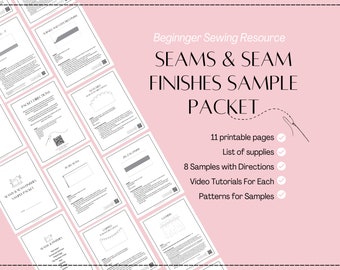 Sewing Packet (Printable): Seams & Seam Finishes Sample Packet | #beginnersewing #sewingpacket #sewingeducation