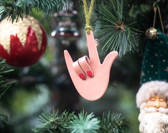 Made 2 Order ASL I love you ORNAMENT | Handmade Polymer Clay | Clay | Sign Language | Deaf | Xmas | Christmas ornament